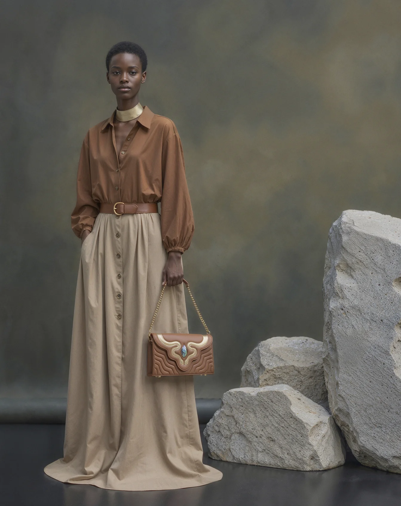 LMS campaign visual, brown bag with canvas backdrop