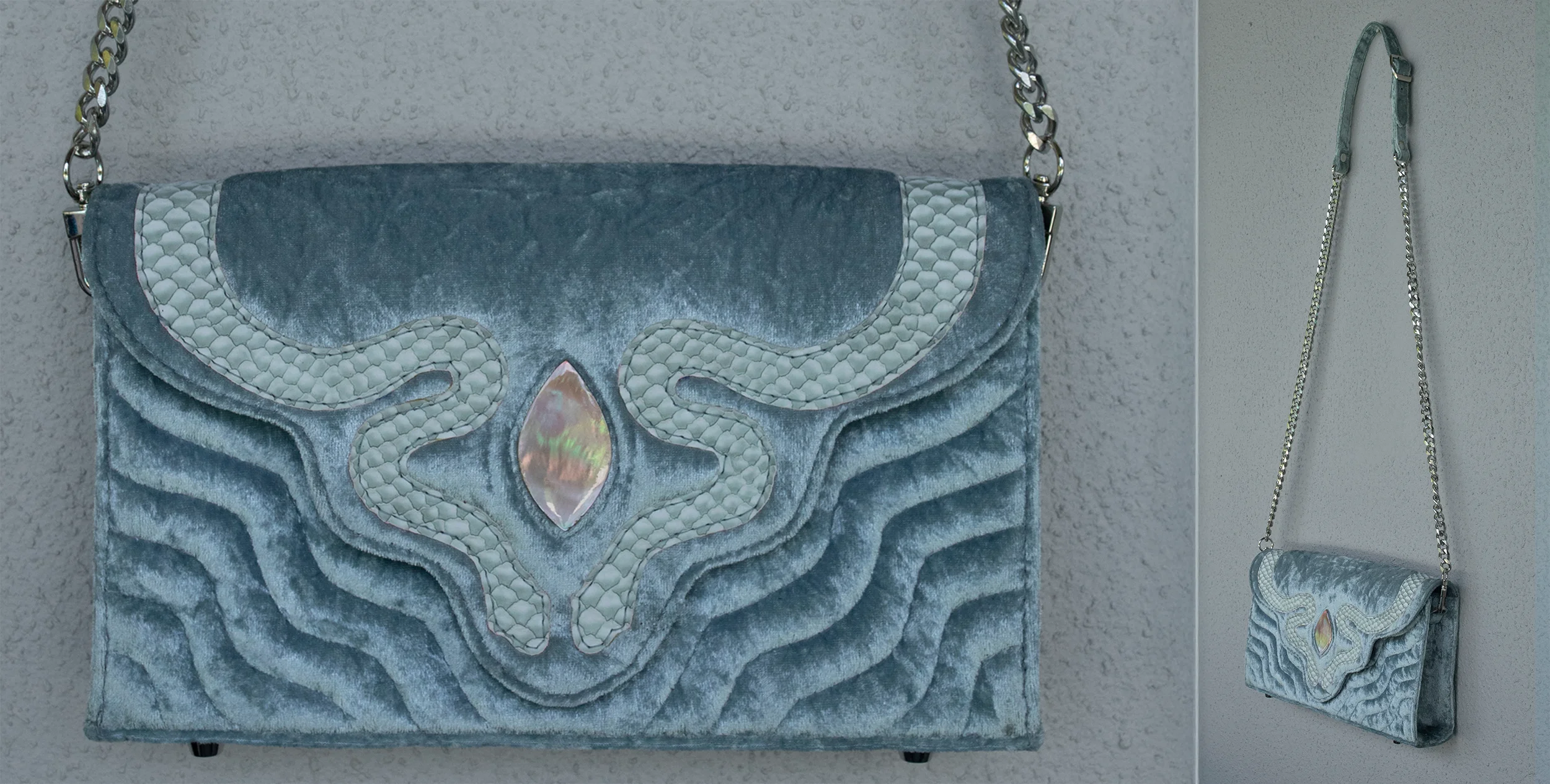 LMS blue velvet bag, supplied reference product
